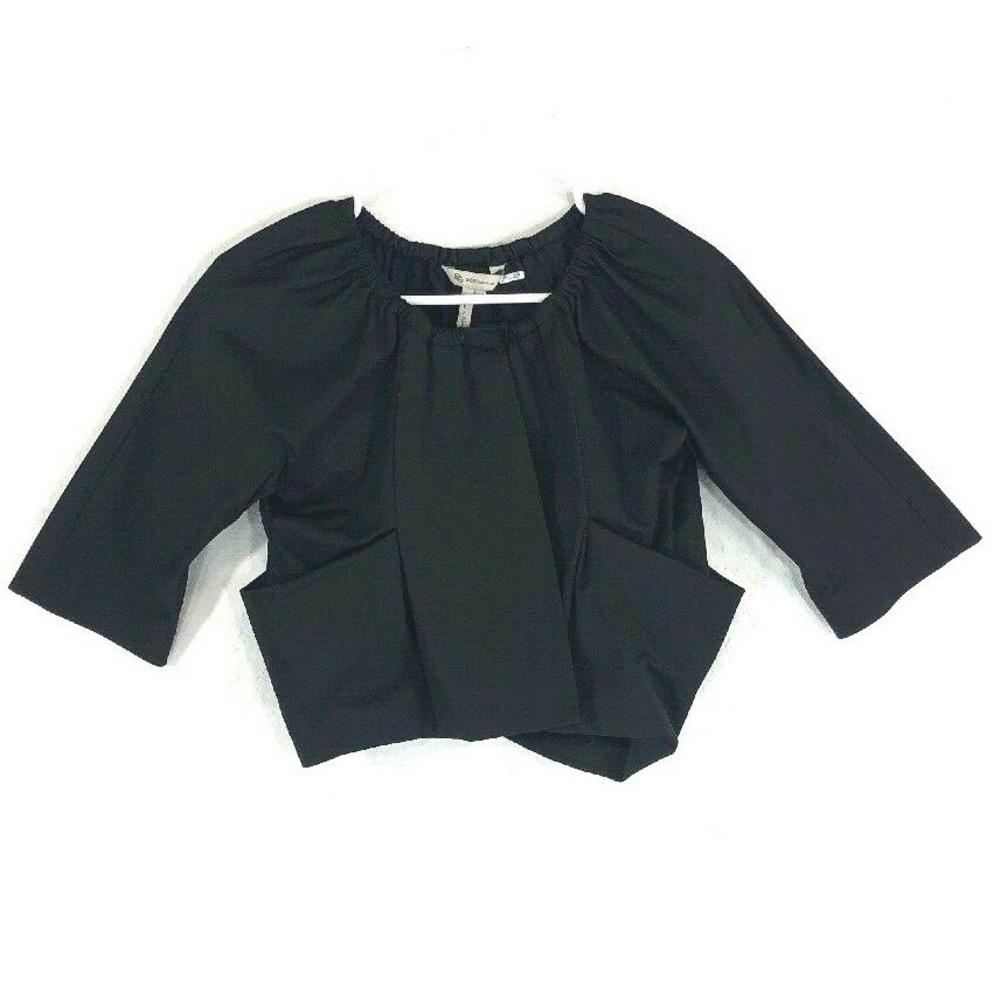 BCBGeneration Jacket SMALL Black Crop 3/4 Sl Big Pocket Modern Lined CUTE